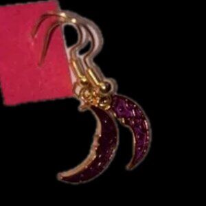 Neiman Marcus Gold and Purple Porcelain Crescent Earrings